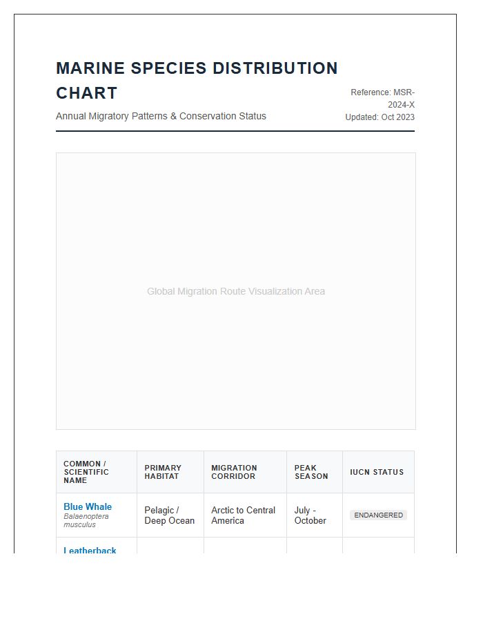 Printable Migratory Marine Species Distribution Chart