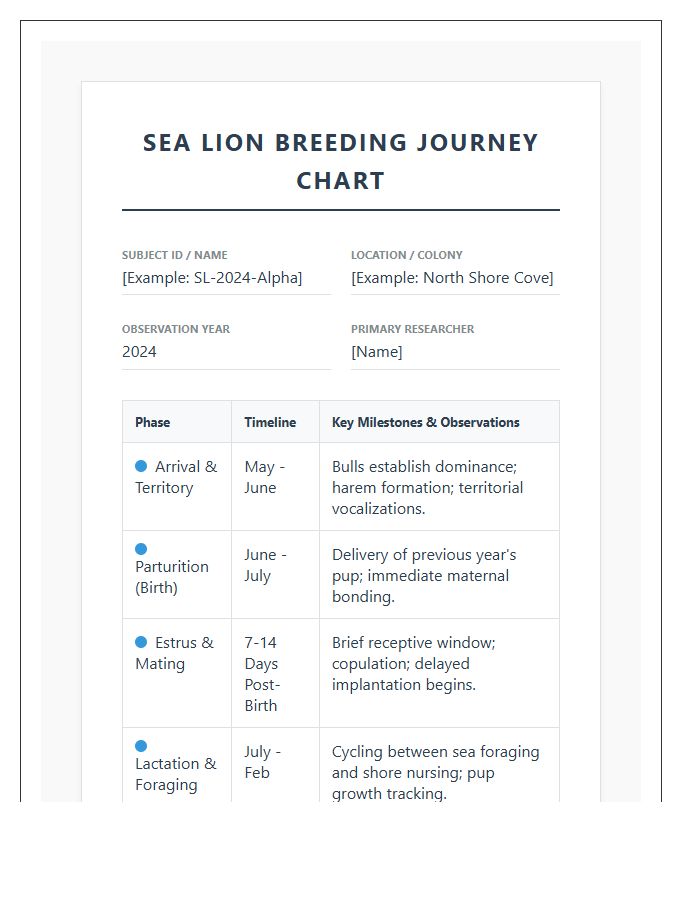 Printable Sea Lion Breeding Journey Chart