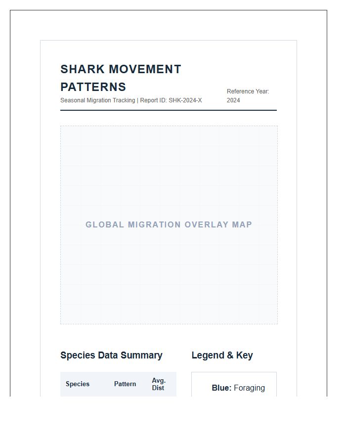 Printable Shark Movement Patterns Map Chart