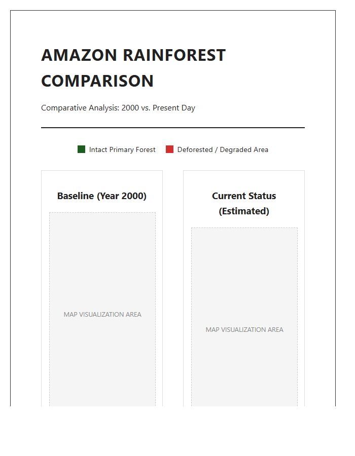 Printable Amazon Rainforest Deforestation Comparison Map Chart