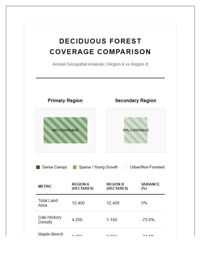 Printable Deciduous Forest Coverage Comparison Map Chart
