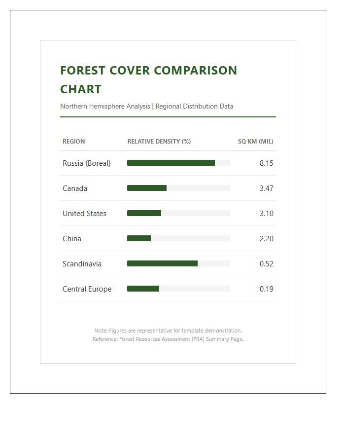 Printable Northern Hemisphere Forest Cover Comparison Chart