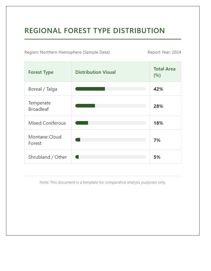Printable Regional Forest Type Distribution Comparison Chart