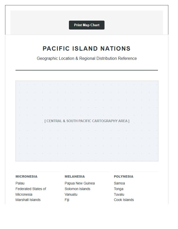 Printable Pacific Island Nation Location Map Chart