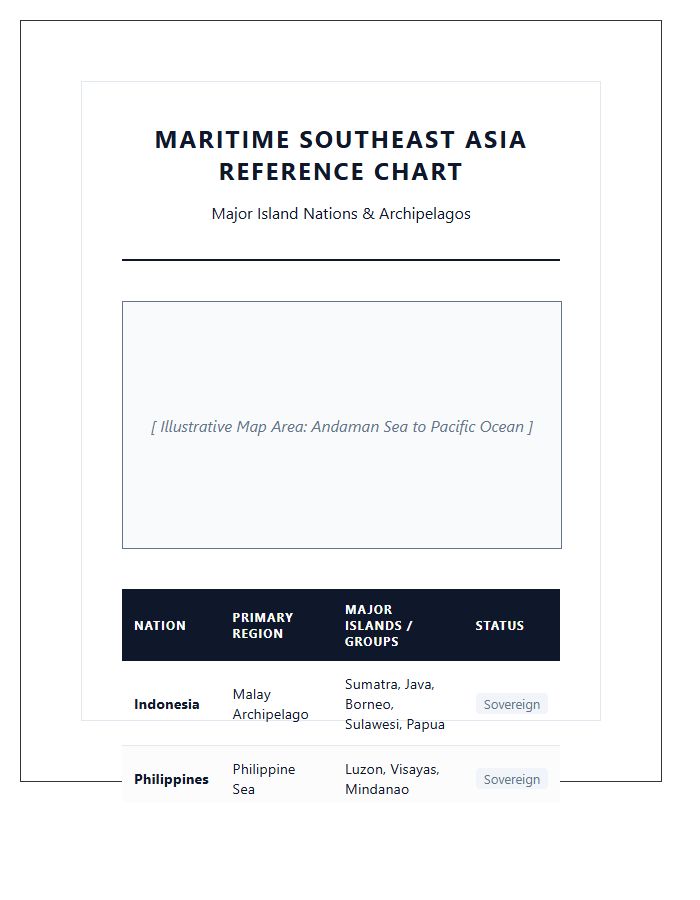 Printable Southeast Asia Island Nation Location Map Chart