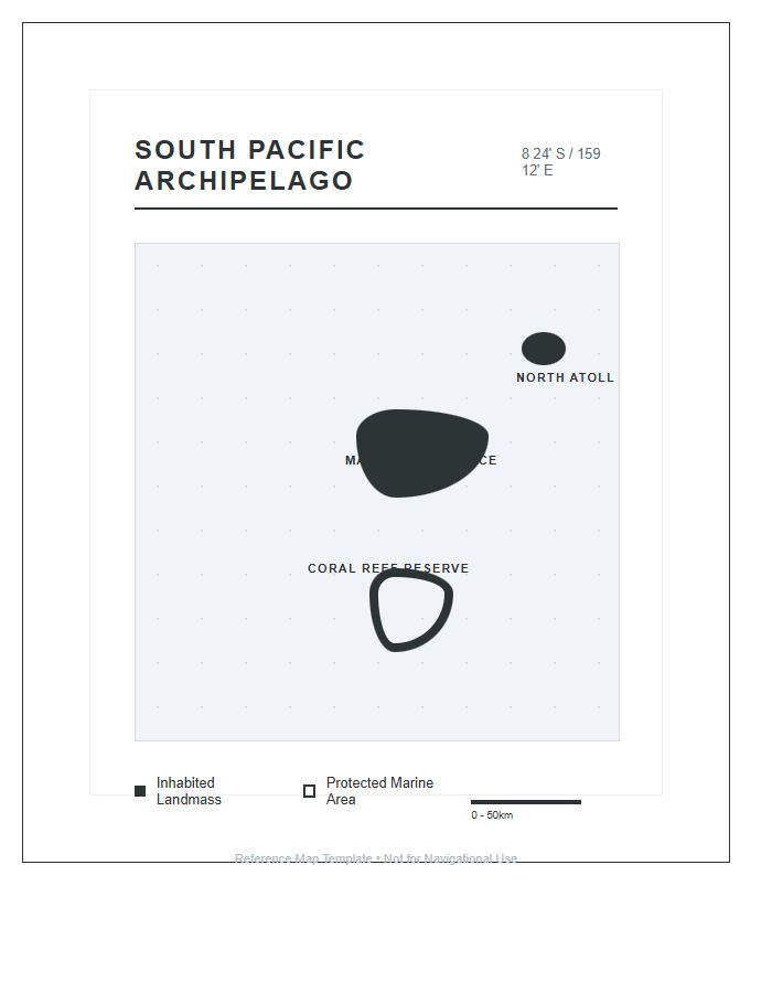 Printable Tropical Island Nation Location Map Chart