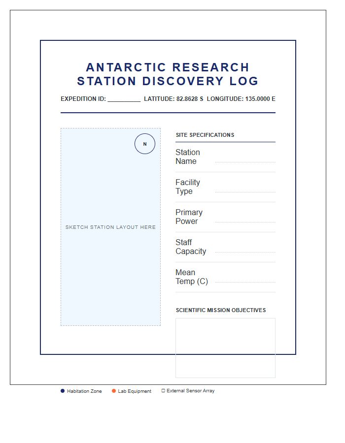Educational Printable Antarctic Research Station Discovery Map Chart