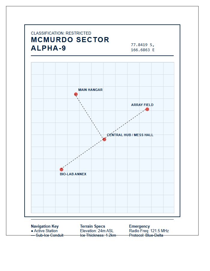 Printable Antarctic Research Station Navigation Map Chart