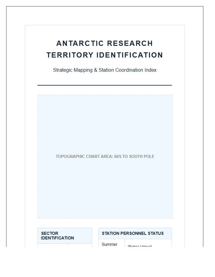 Printable Antarctic Research Station Territory Identification Map Chart