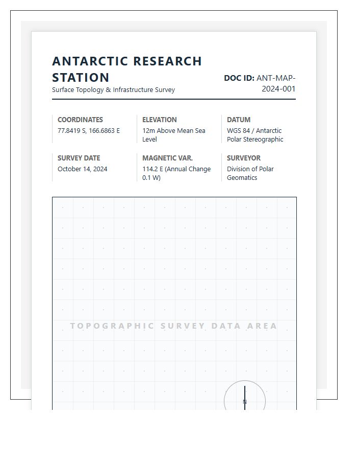 Standard Printable Antarctic Research Station Survey Map Chart