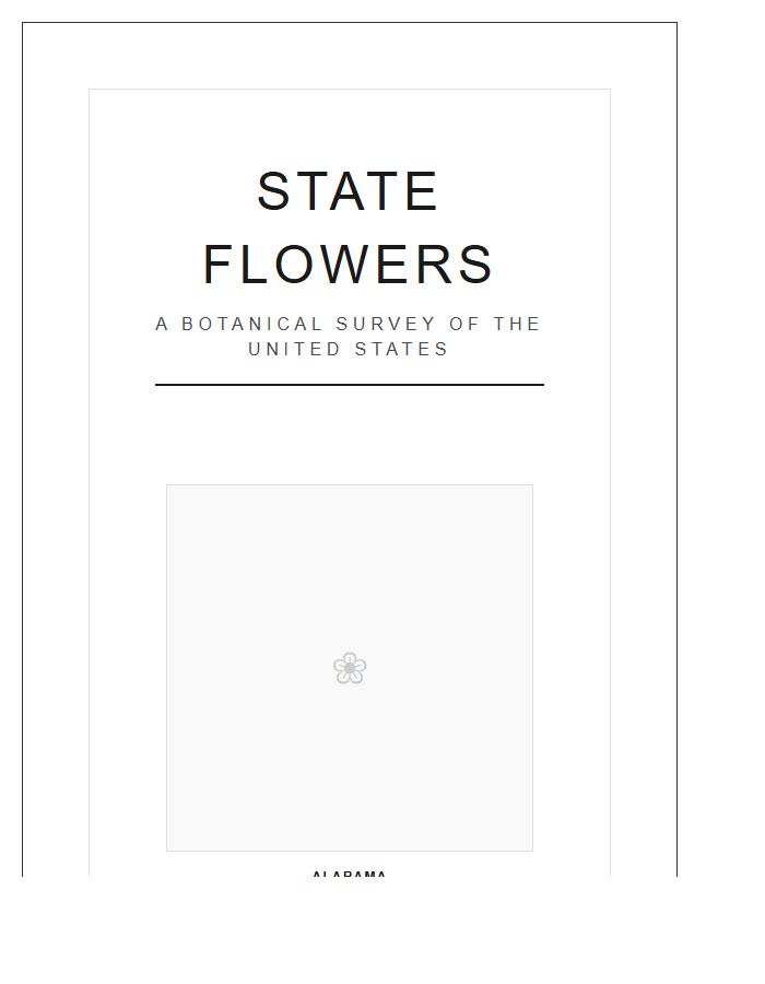 Large Scale Printable State Flower Map Chart Poster