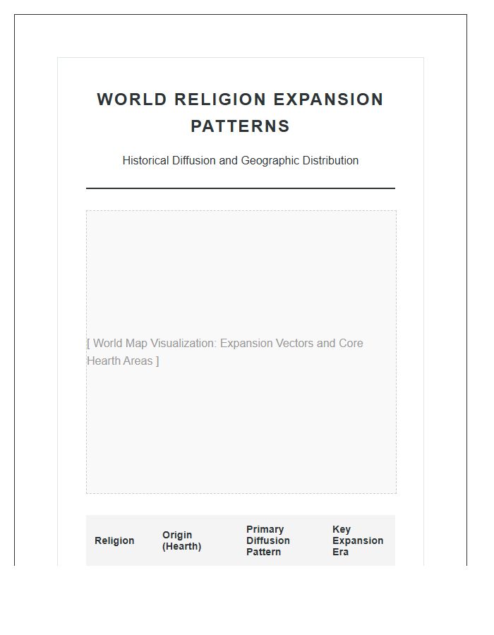 Printable World Religion Expansion Patterns Map Chart
