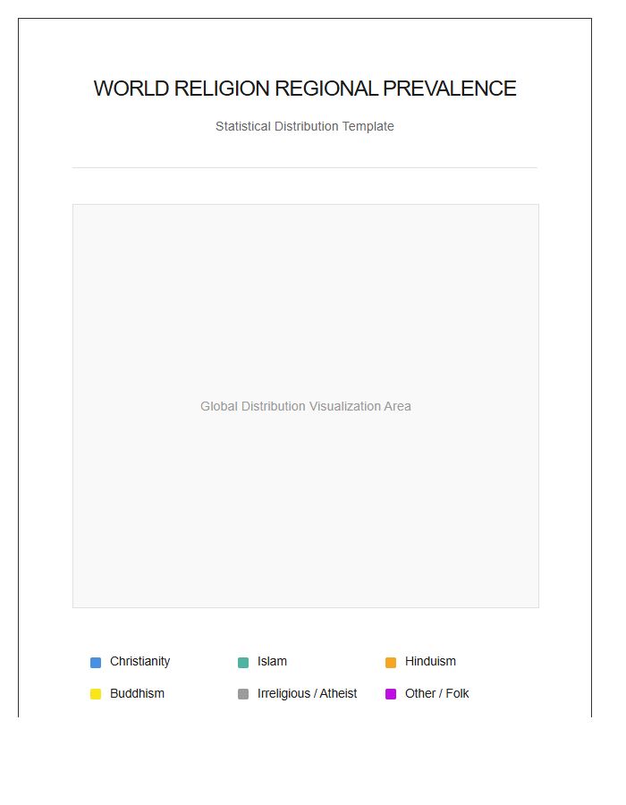 World Religion Regional Prevalence Map Chart Printable
