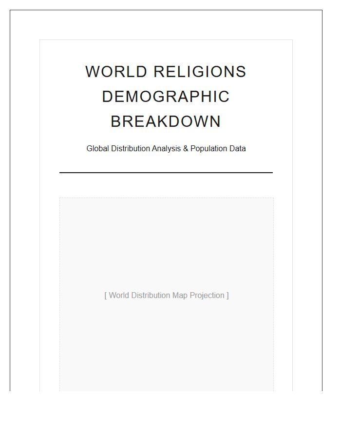 World Religions Demographic Breakdown Map Chart Printable