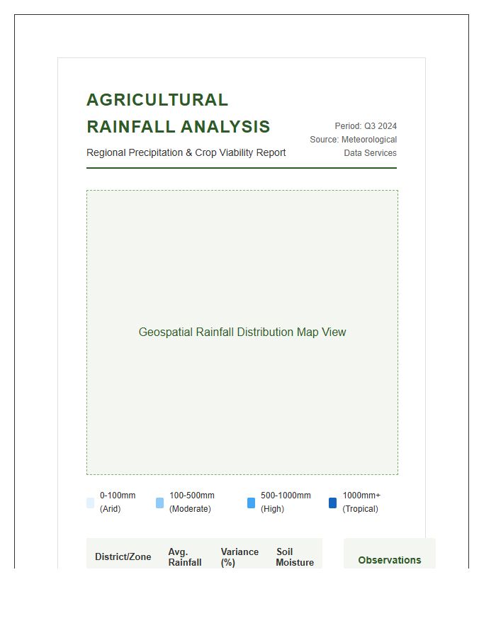 Agricultural Rainfall Patterns Map Chart Printable