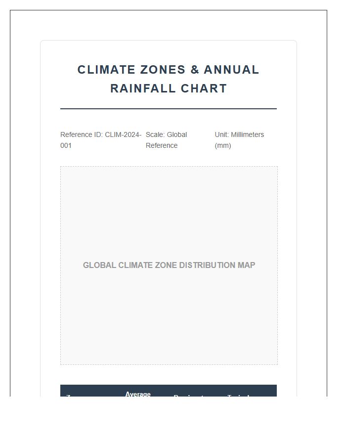 Climate Zones Rainfall Map Chart Printable