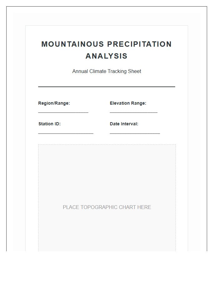 Mountainous Precipitation Map Chart Printable