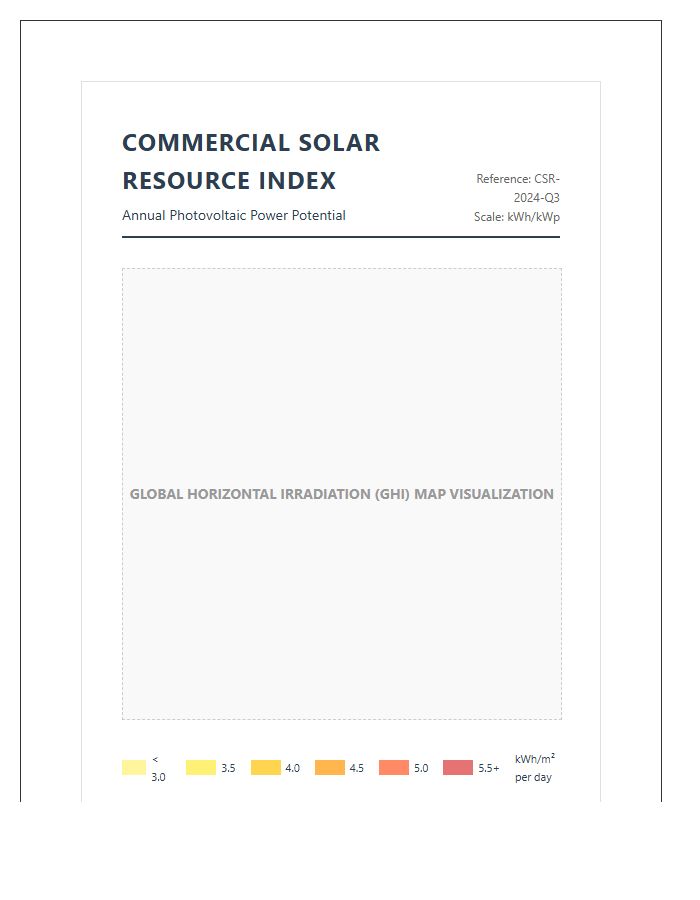 Commercial Solar Energy Resource Printable Map Chart