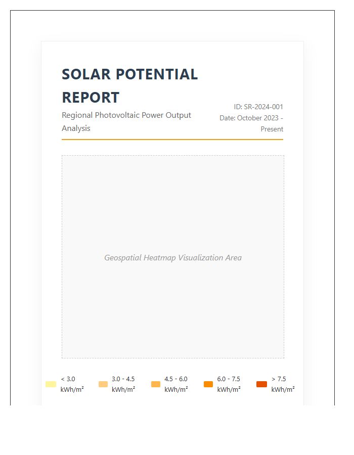 Detailed Solar Energy Harvest Potential Printable Map Chart
