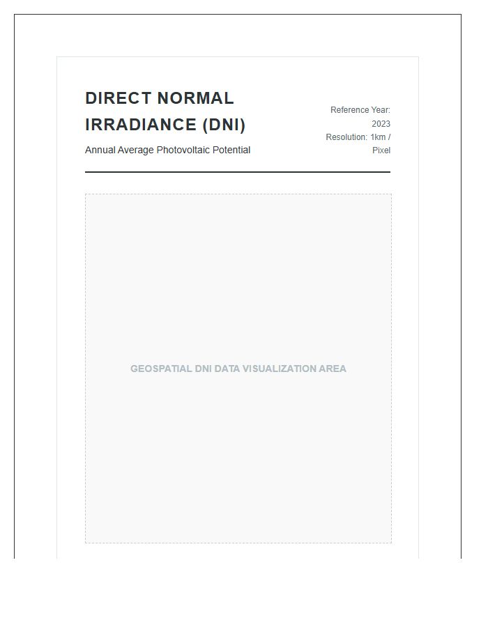 Direct Normal Solar Irradiance Printable Map Chart