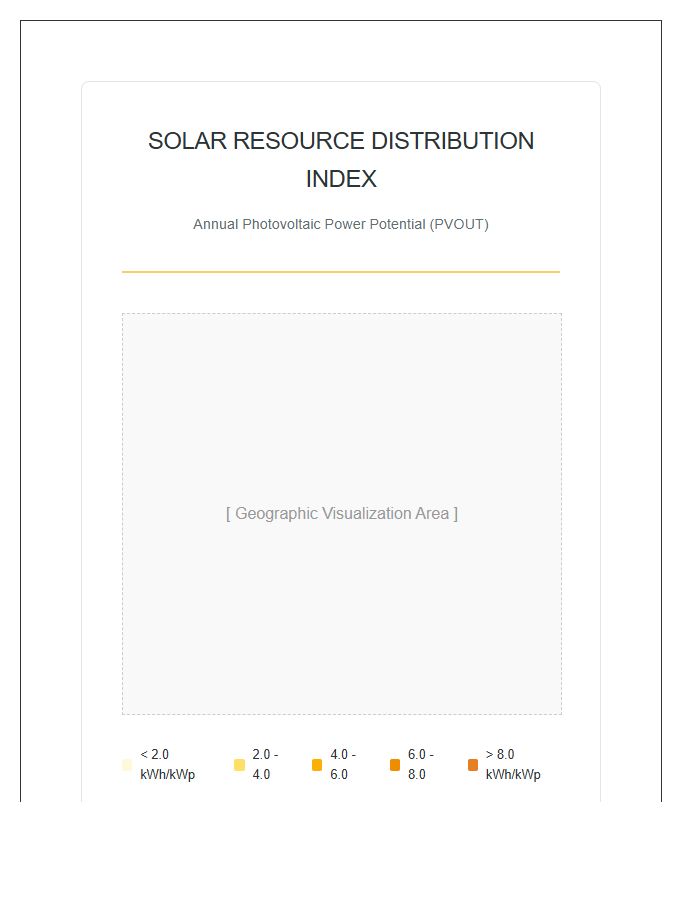Geographic Solar Resource Distribution Printable Map Chart