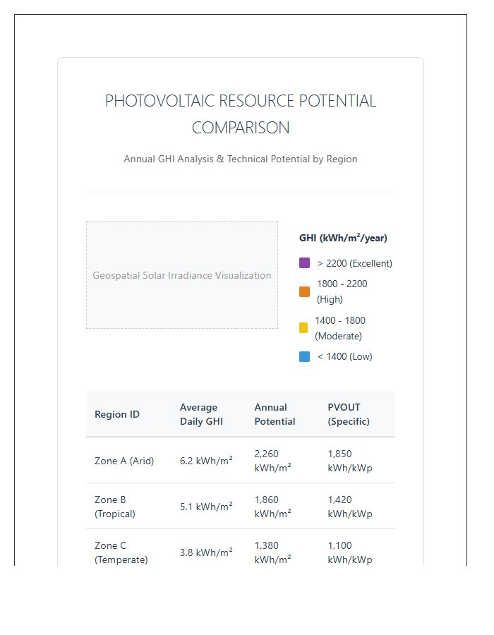 Printable Photovoltaic Resource Potential Comparison Map Chart