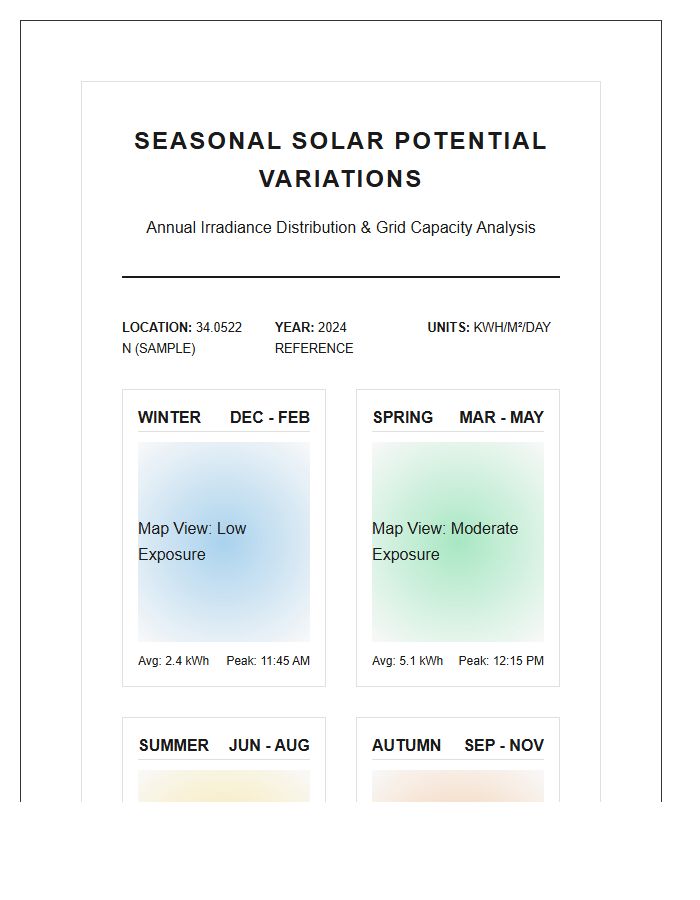 Printable Seasonal Solar Potential Variations Map Chart