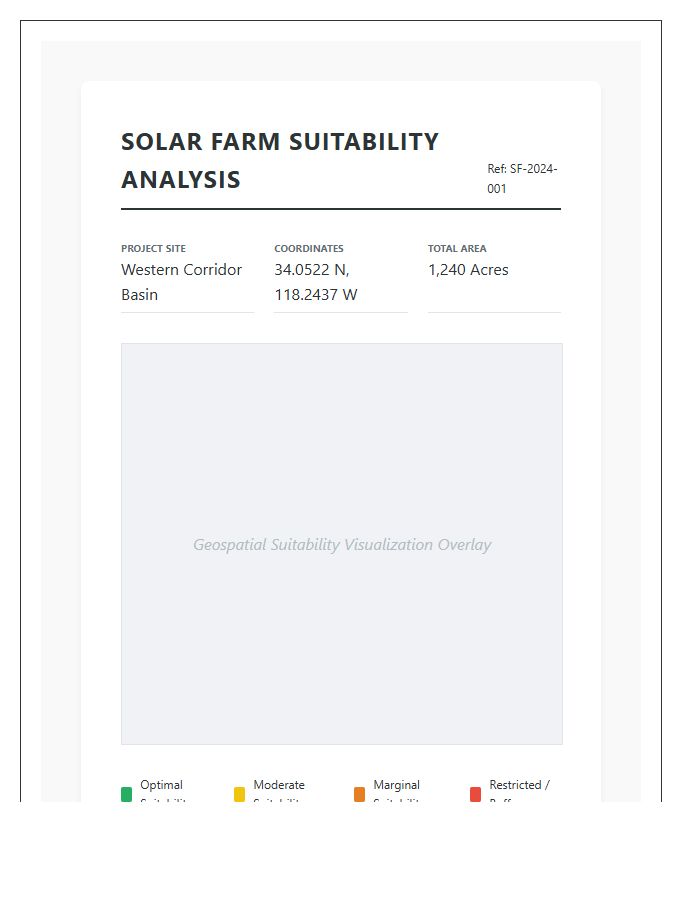 Printable Solar Farm Location Suitability Map Chart