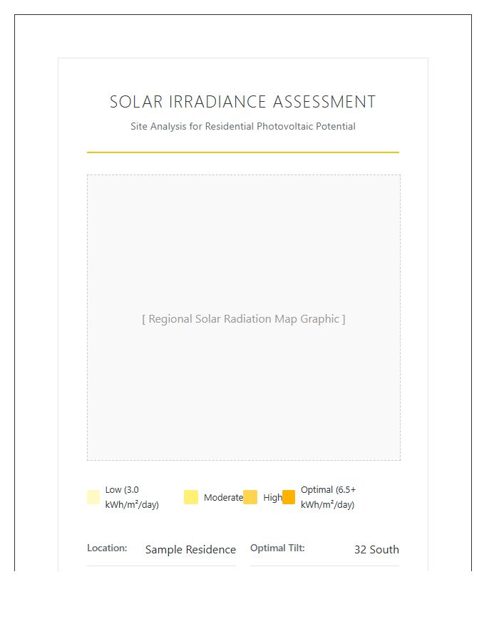 Printable Solar Irradiance Map Chart For Homeowners