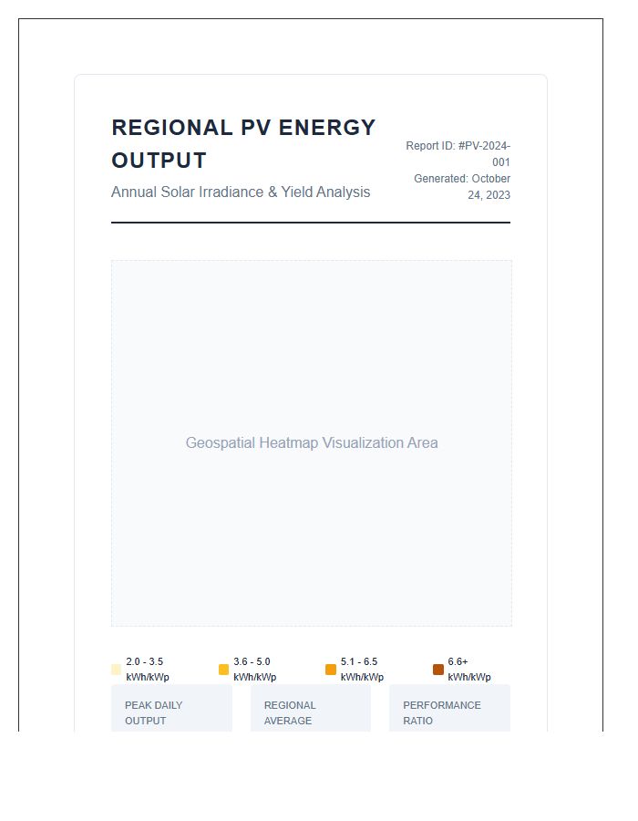 Regional Photovoltaic Energy Output Printable Map Chart