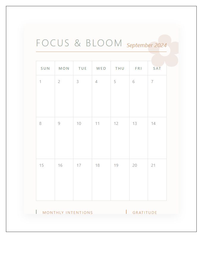 Aesthetic Floral Home Office Wall Calendar Printable Chart