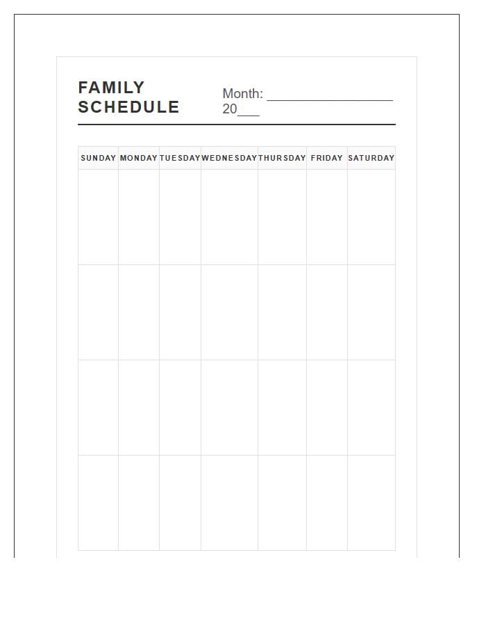Family Organization Home Office Wall Calendar Printable Chart