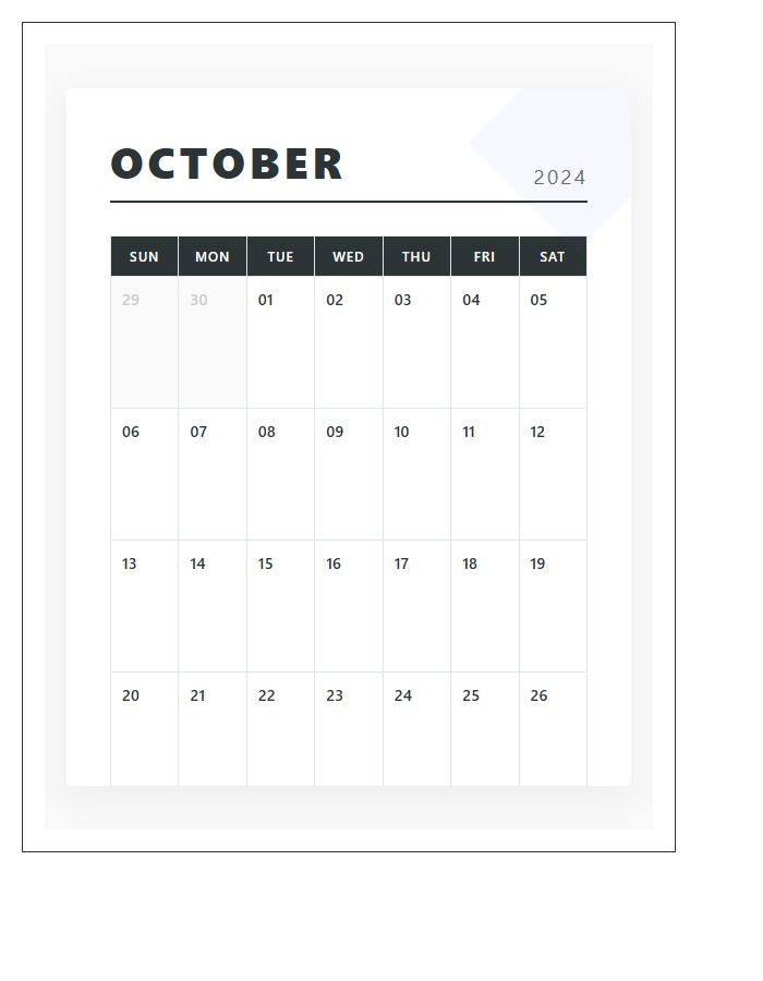 Geometric Pattern Home Office Wall Calendar Printable Chart