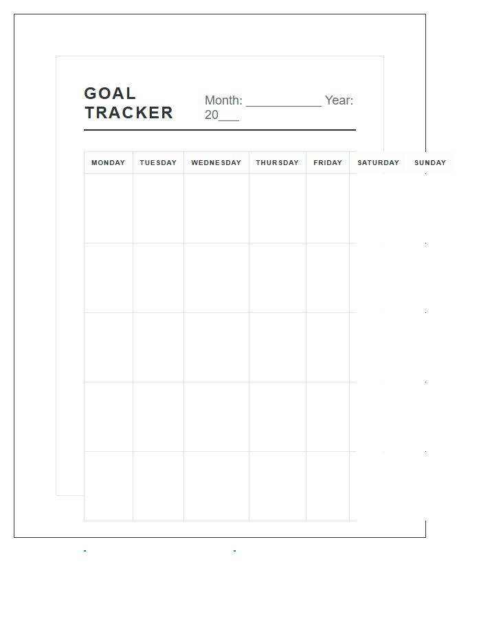 Goal Tracking Home Office Wall Calendar Printable Chart
