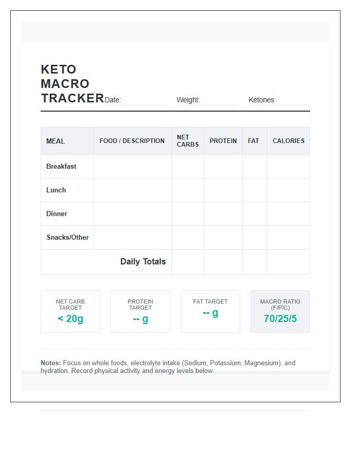Advanced Keto Macro Tracking Printable Chart