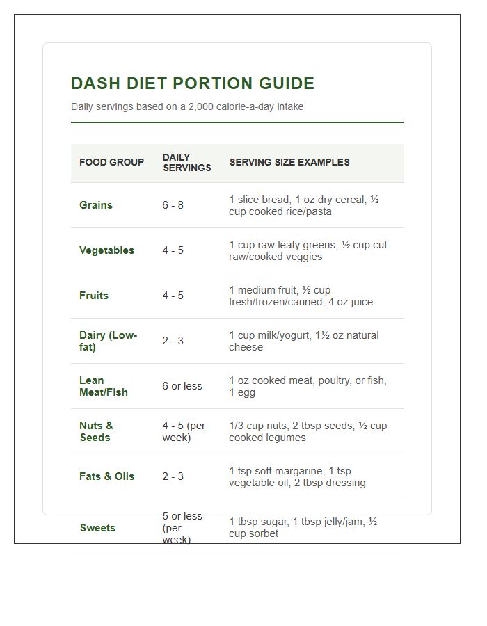 Printable Dash Diet Portion Control Reference Chart