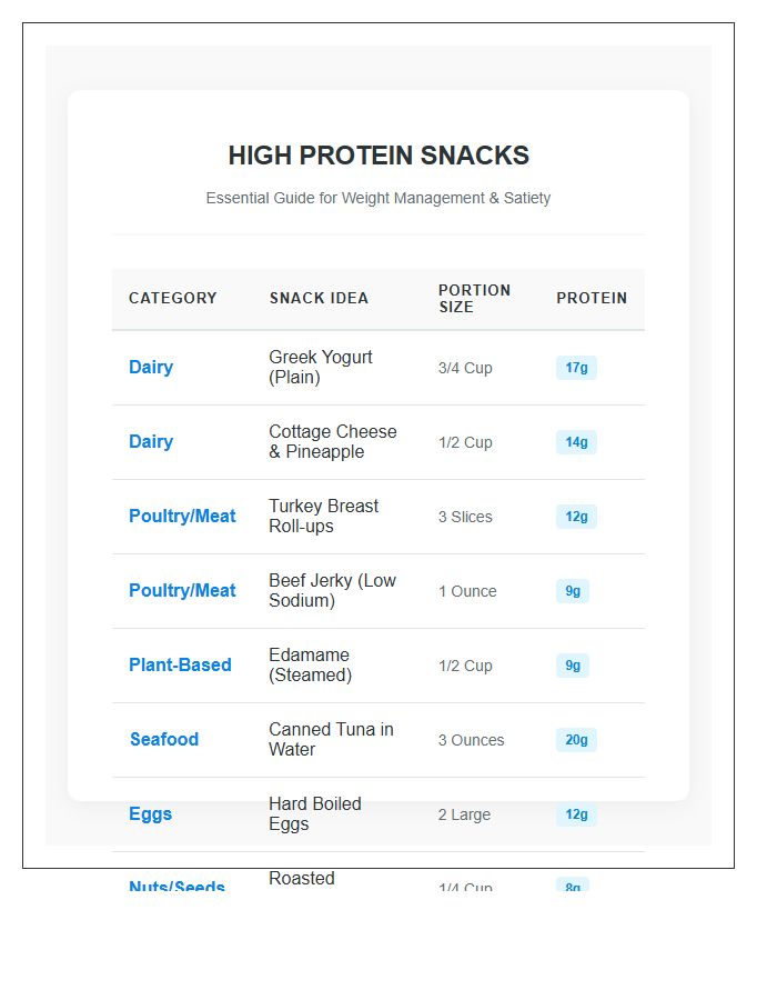 High Protein Snack Ideas For Weight Loss Printable Chart