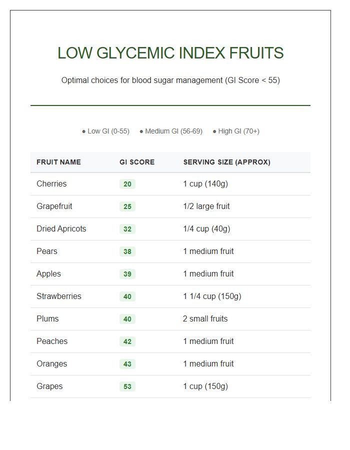 Low Glycemic Index Fruits Printable Chart