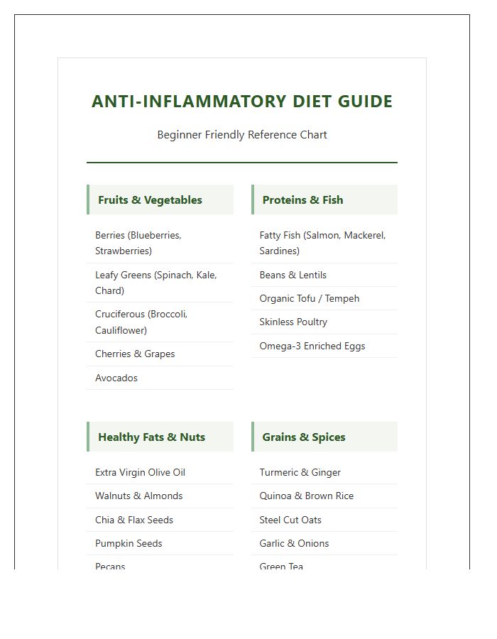 Printable Anti Inflammatory Diet Food Chart For Beginners