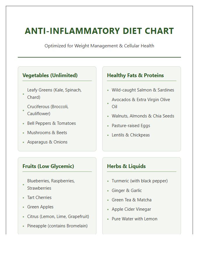 Printable Anti Inflammatory Diet Food Chart For Weight Management