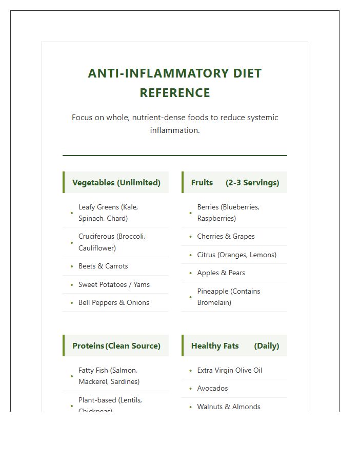 Professional Printable Anti Inflammatory Diet Food Chart