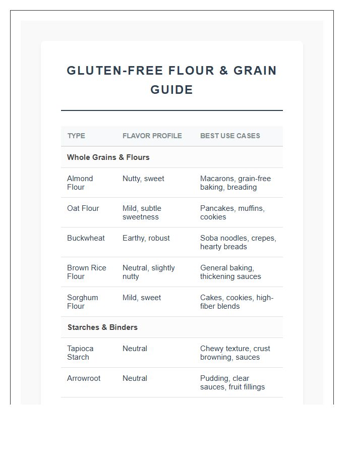 Printable Glutenless Flour And Grains Chart