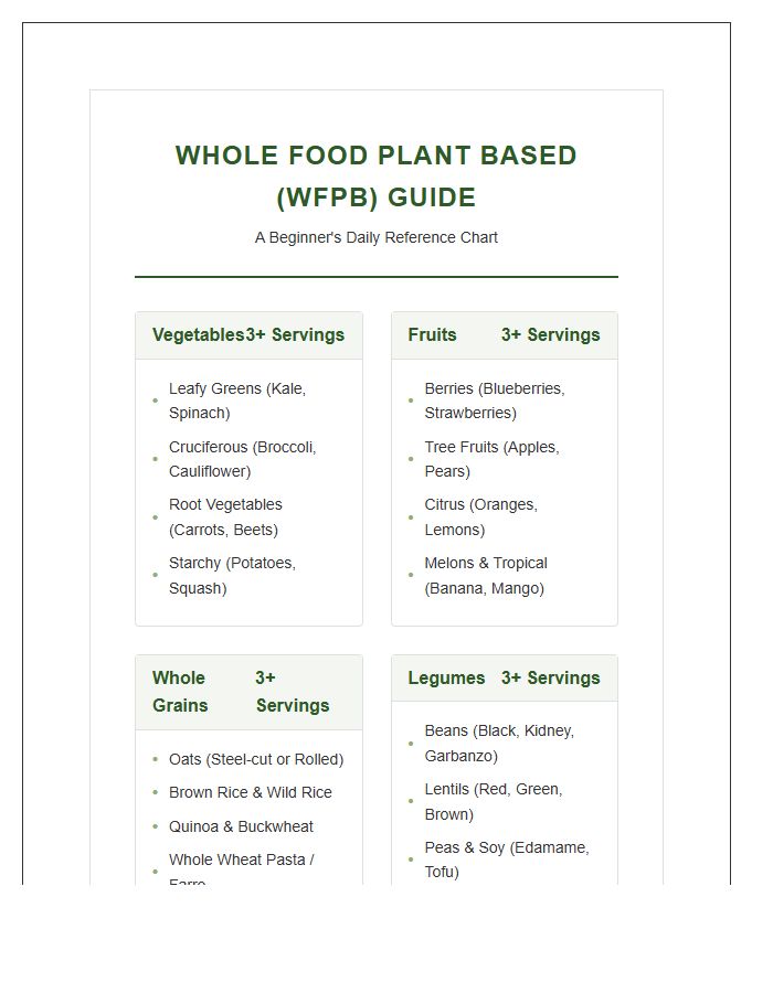 Whole Food Plant Based Beginner Guide Printable Chart