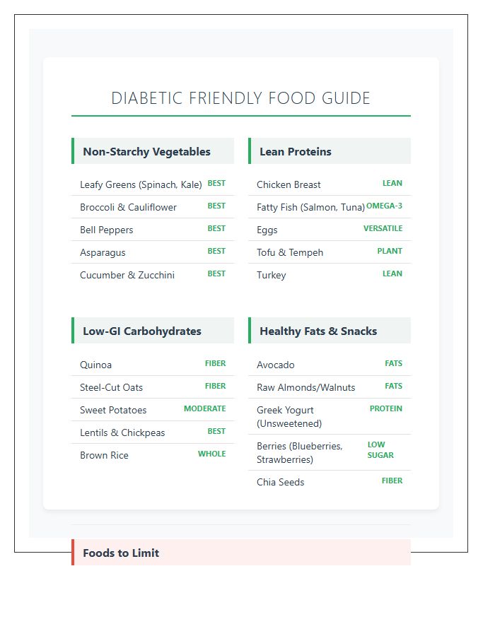Easy Diabetic Food Guide Printable Chart