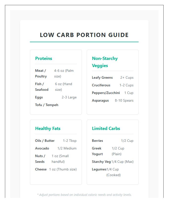 Printable Low Carb Meal Portion Chart