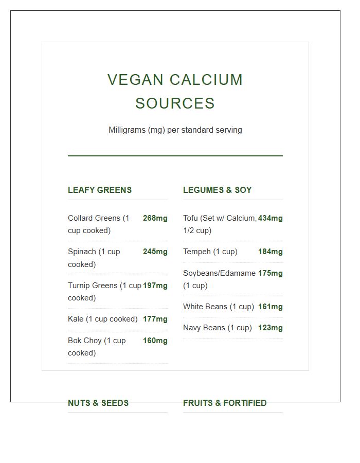 Essential Vegan Calcium Source Printable Wall Chart