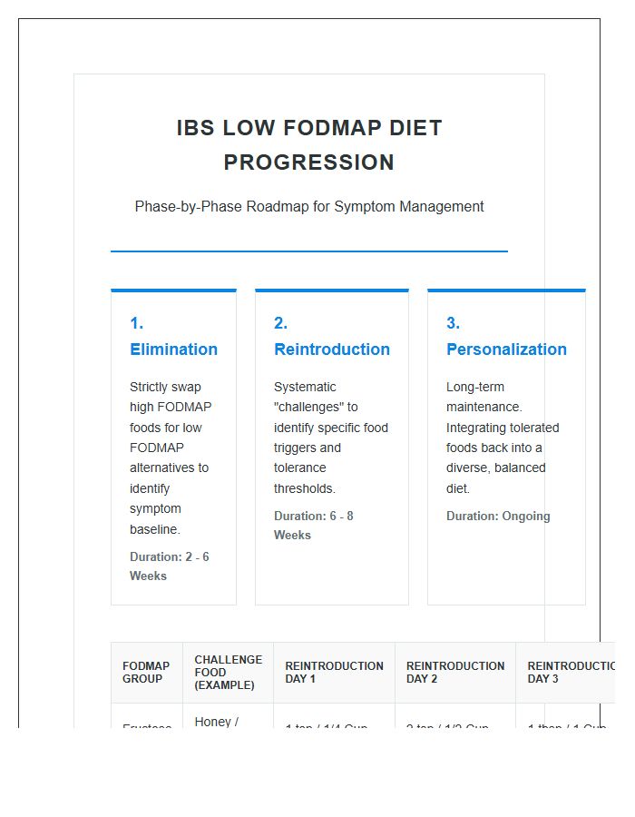 Printable Ibs Low Fodmap Diet Phase Progression Chart