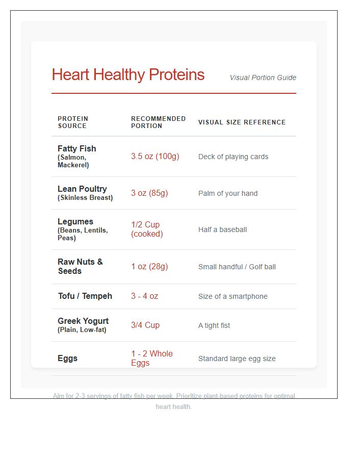 Heart Healthy Protein Portions Printable Chart