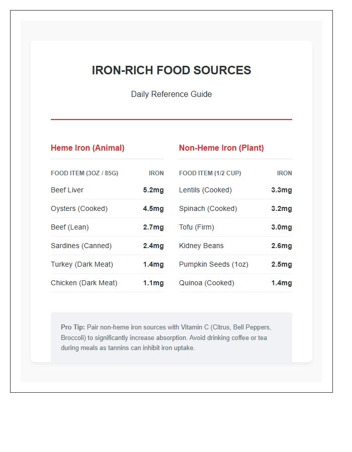 Best Iron Rich Food Sources Printable Chart