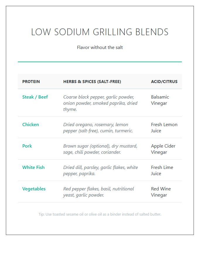 Low Sodium Grilling Seasoning Printable Chart
